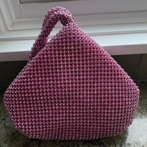 Women's Rhinestone Clutch Evening Bags Sparkly Glitter Purse Pink